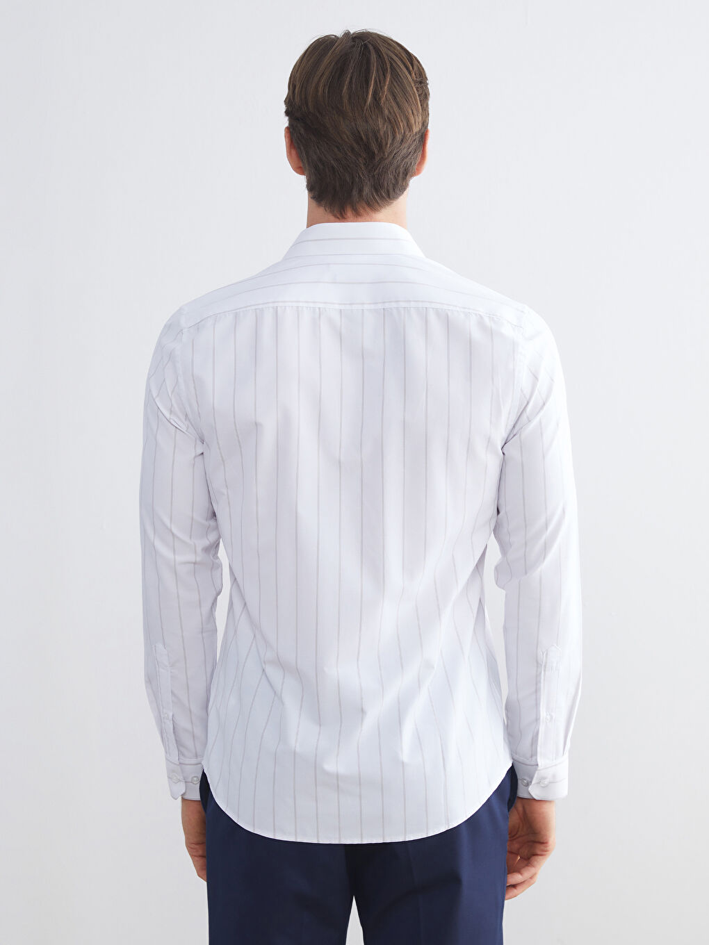 LCWAIKIKI Formal Slim Fit Long Sleeve Striped Twill Men's Shirt -W52192Z8-LE8