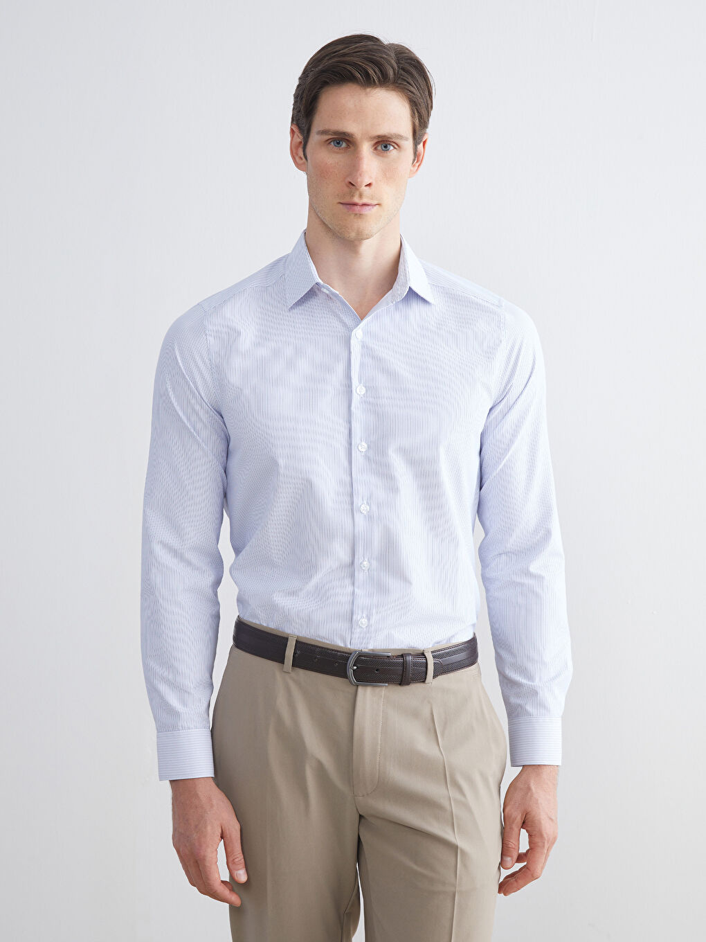 LCWAIKIKI Formal Slim Fit Long Sleeve Striped Poplin Men's Shirt -W52193Z8-LEN