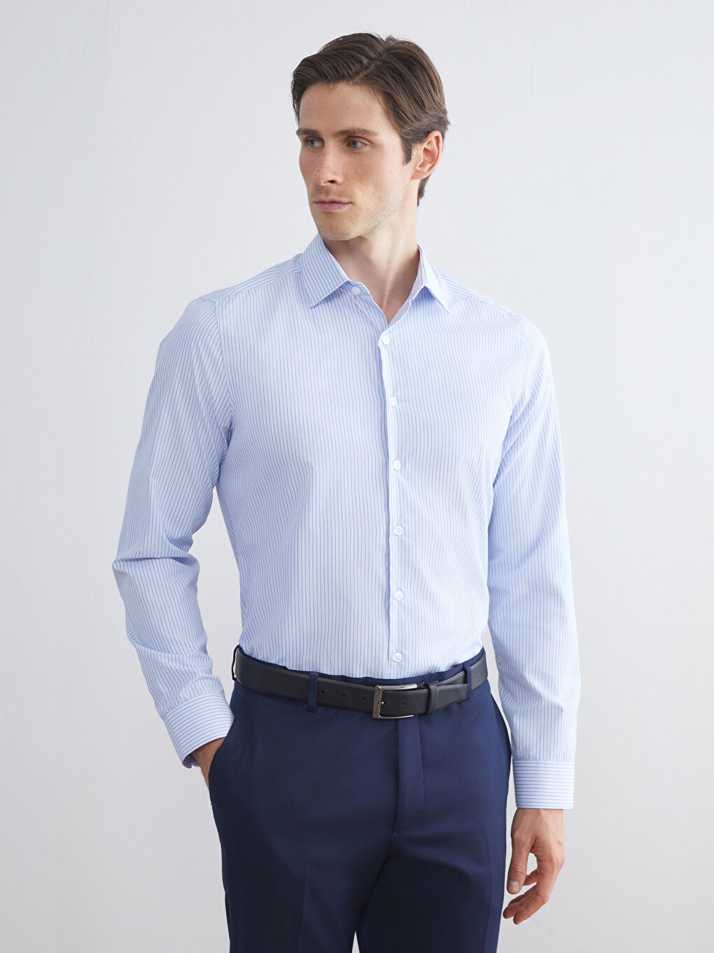 LCWAIKIKI Formal Slim Fit Long Sleeve Striped Men's Shirt -W52194Z8-LEN