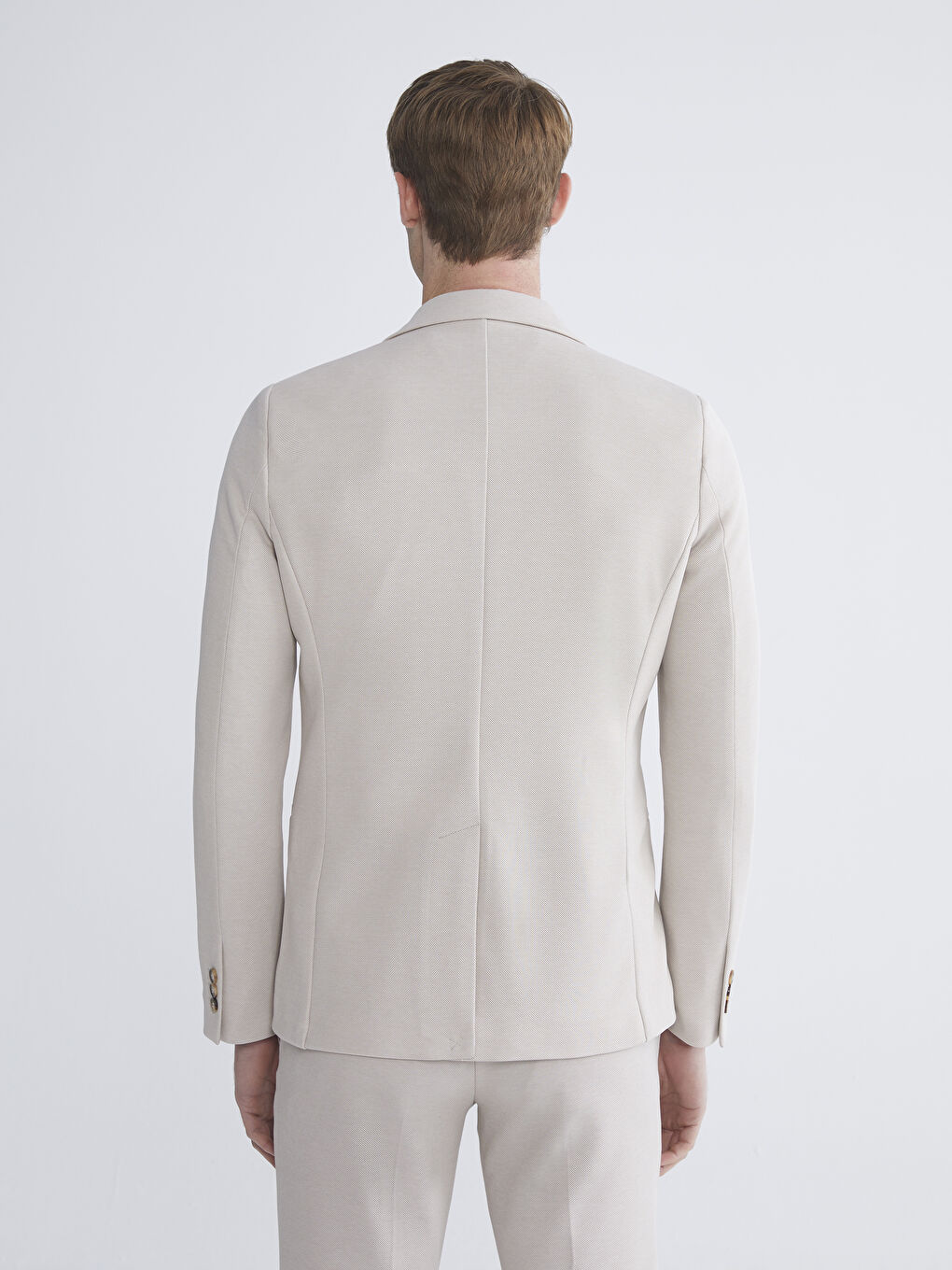 Bej Dar Kalıp Erkek Blazer Ceket-6