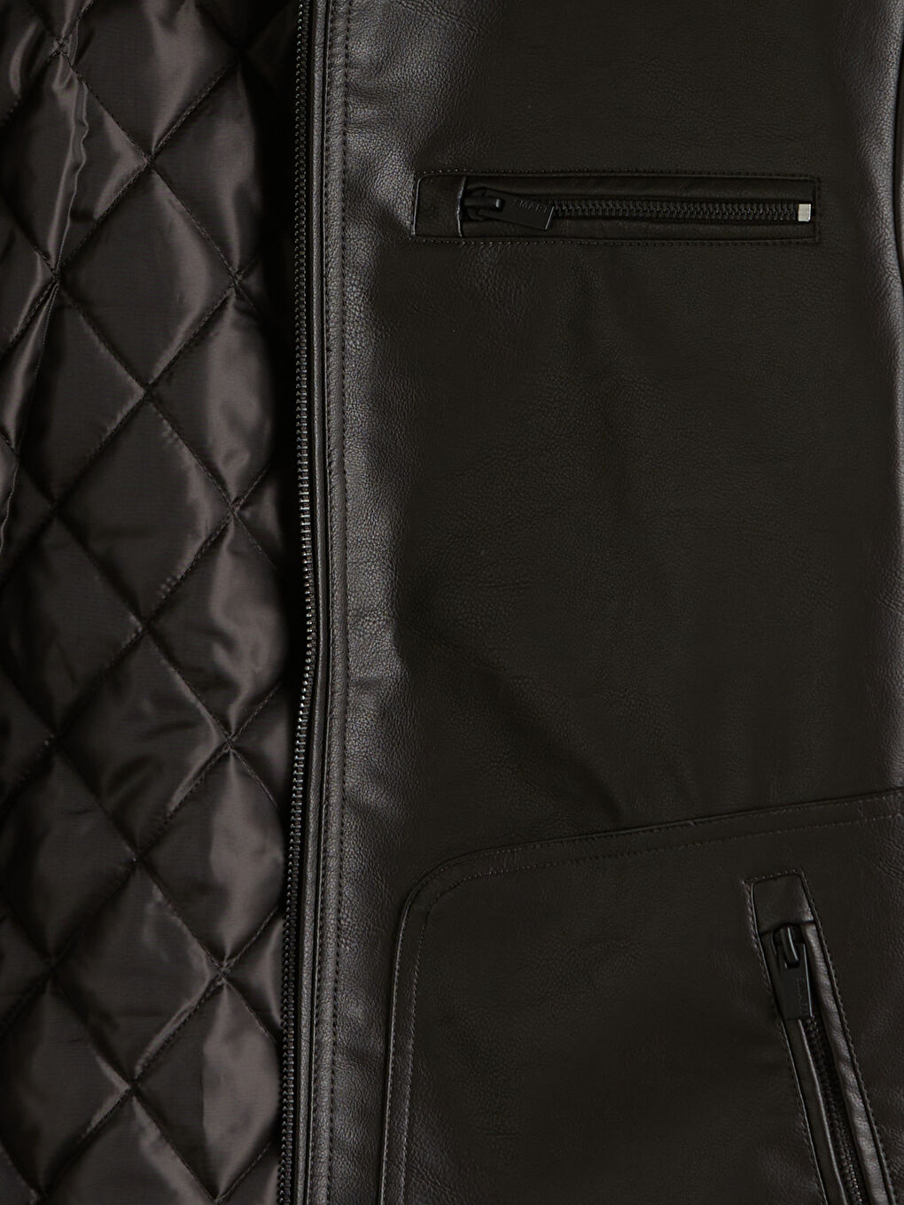 High Collar Men's Leather Look Coat-6