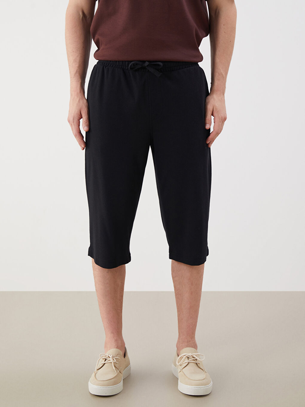 Siyah Standart Kalıp Erkek Bermuda Şort-2