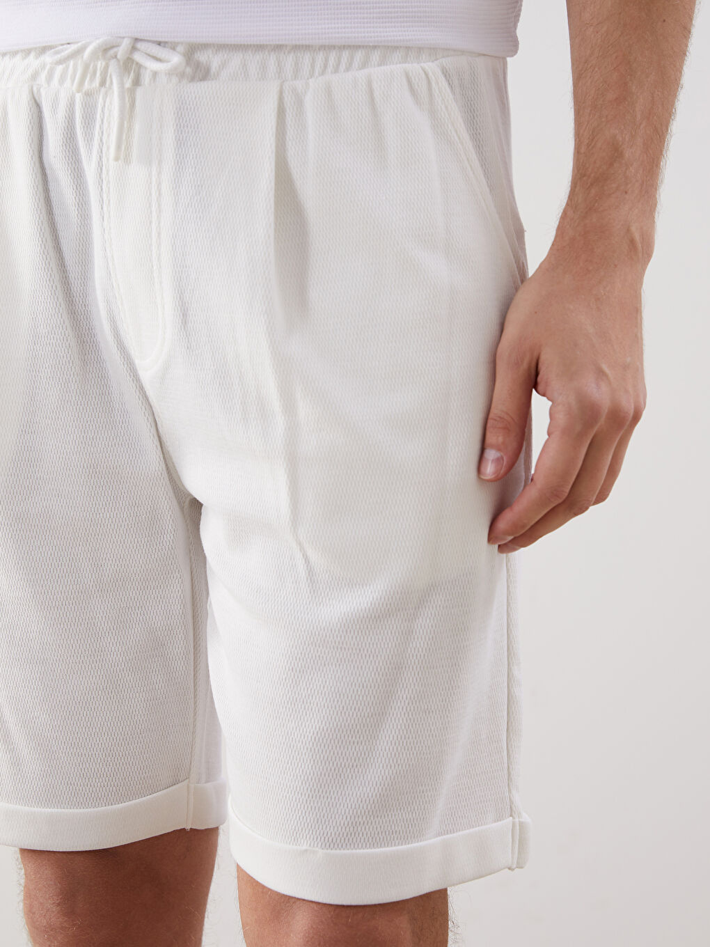 Ekru Standart Kalıp Erkek Şort-6