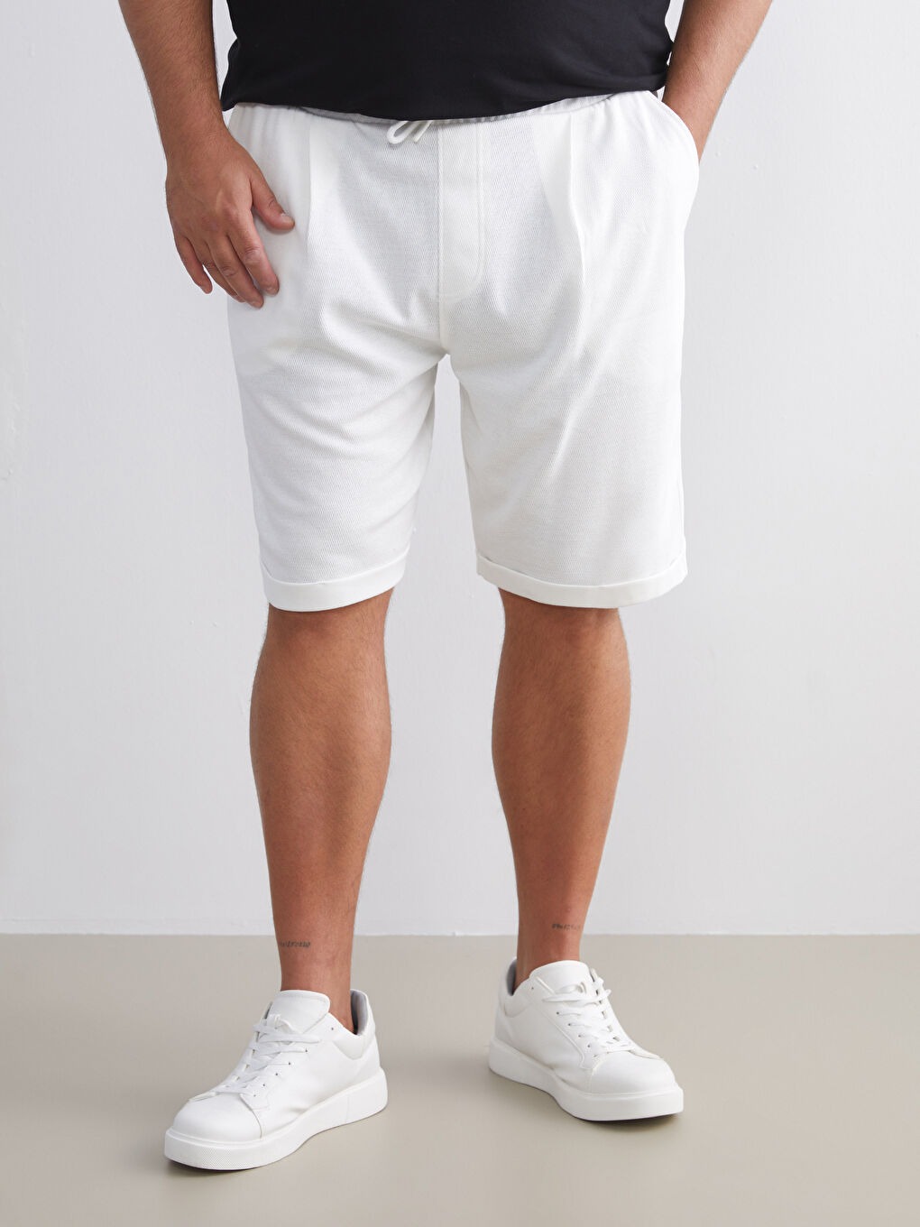 Ekru Standart Kalıp Erkek Şort-9