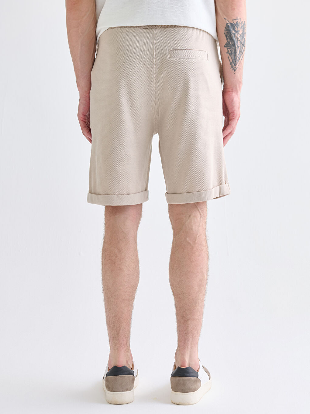 Bej Standart Kalıp Erkek Şort-7