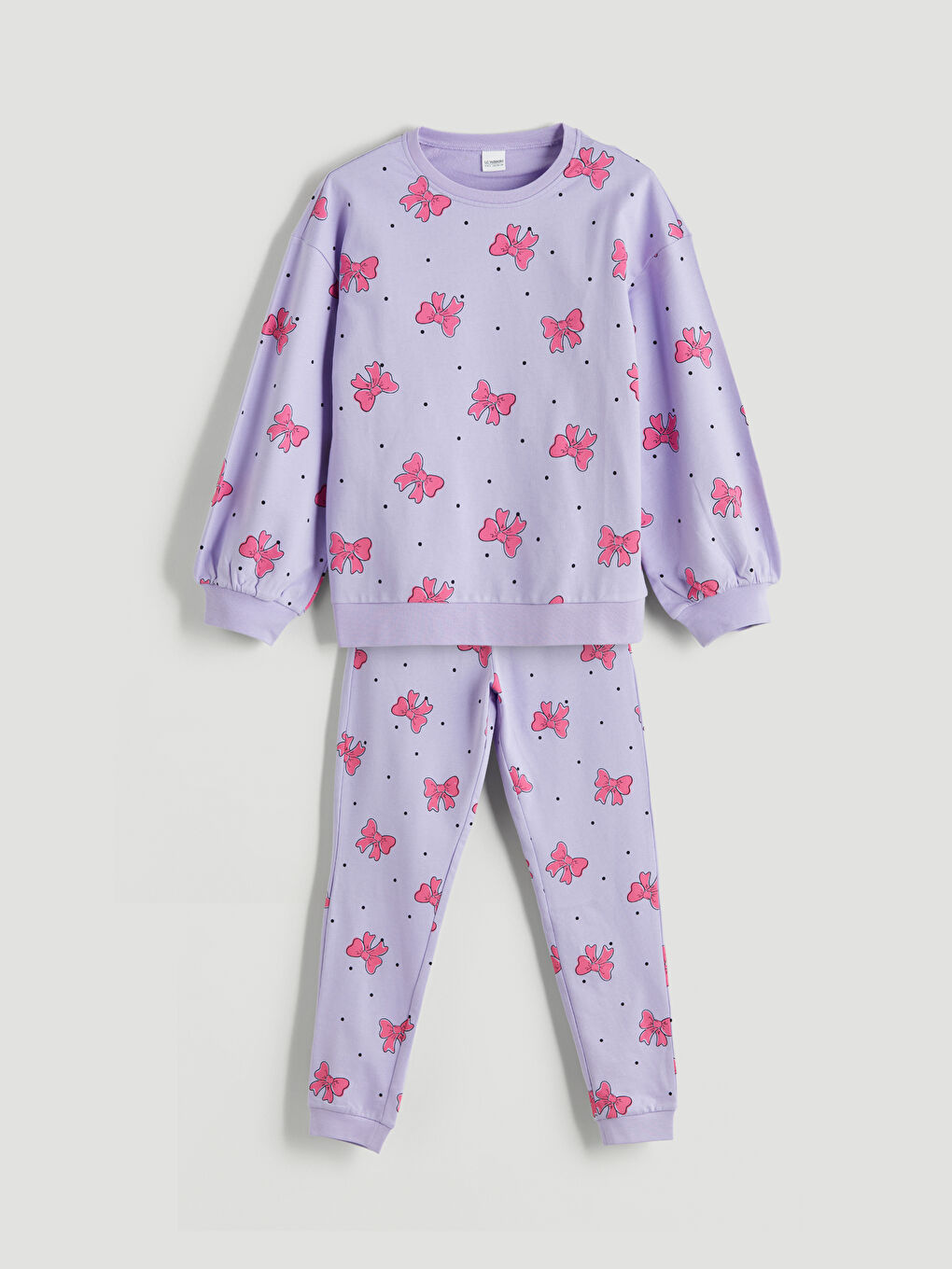 LCW Kids Crew Neck Girls' Pyjama Set -W52214Z4-LSB