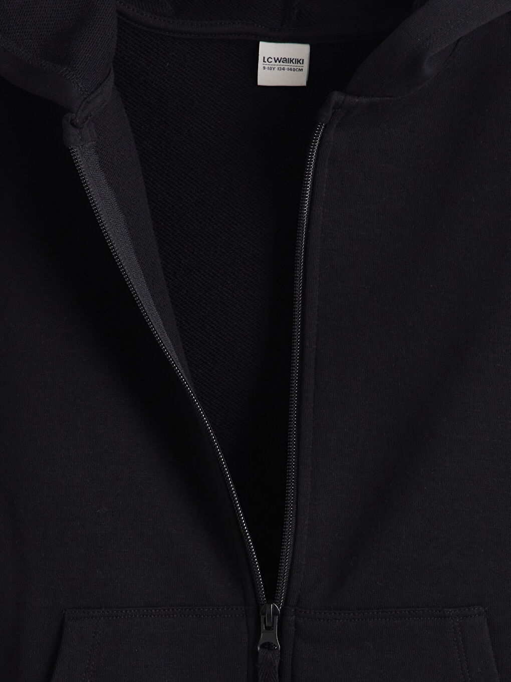 Siyah Kız Çocuk Kapüşonlu Fermuarlı Sweatshirt-2