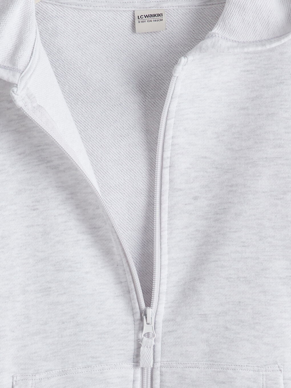 Gri Kız Çocuk Kapüşonlu Fermuarlı Sweatshirt-2