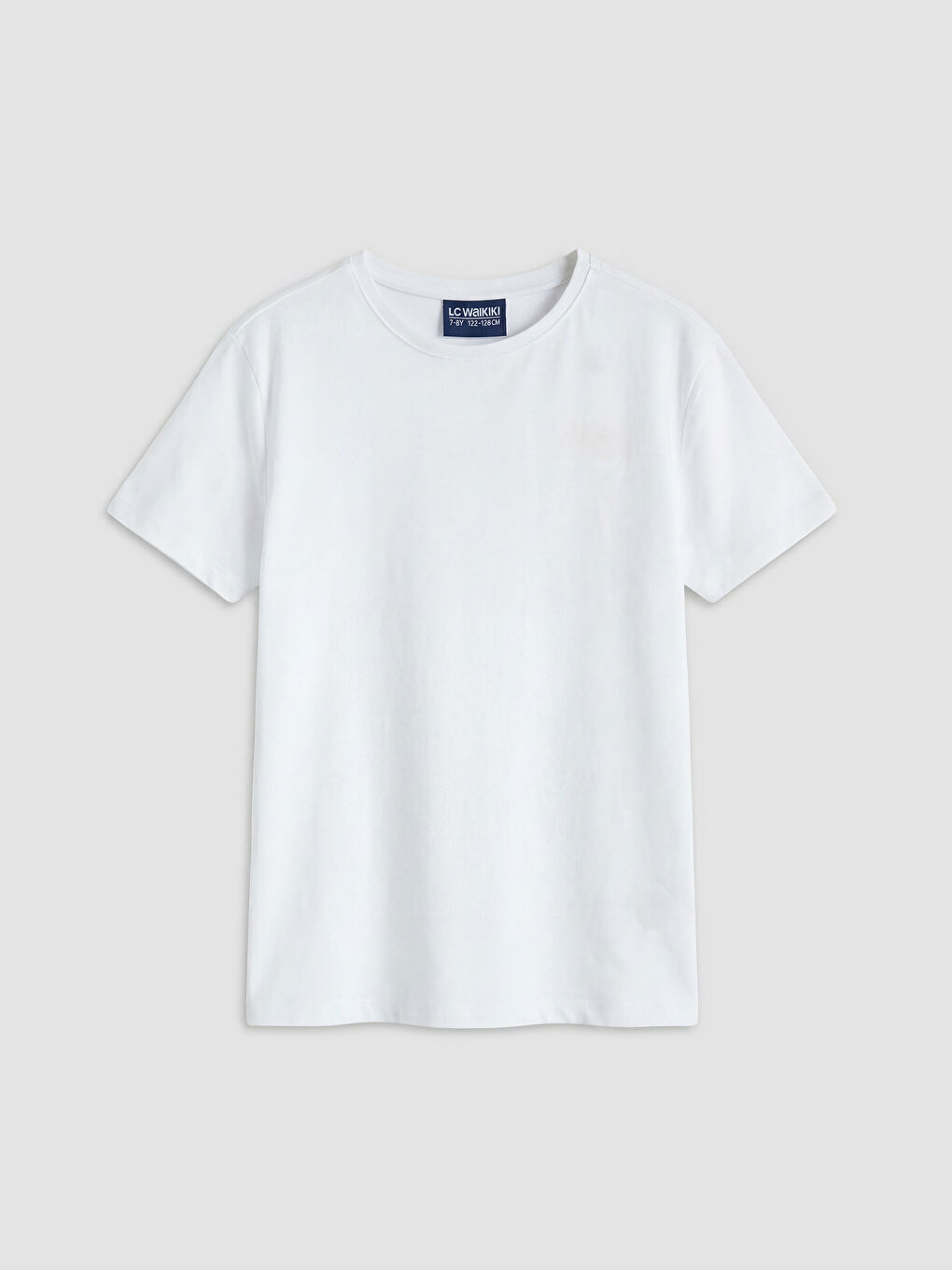 Beyaz Bisiklet Yaka Düz Kız Çocuk Tişört