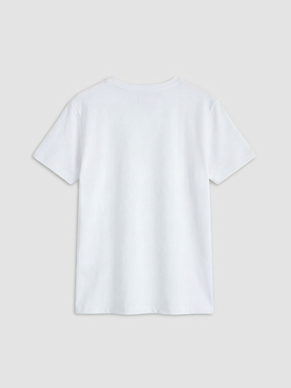 Beyaz Bisiklet Yaka Düz Kız Çocuk Tişört-1