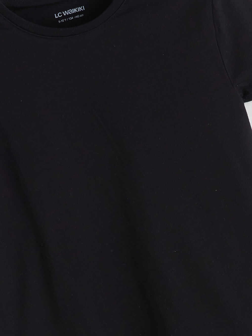 Siyah Bisiklet Yaka Kısa Kollu Kız Çocuk Tişört-2