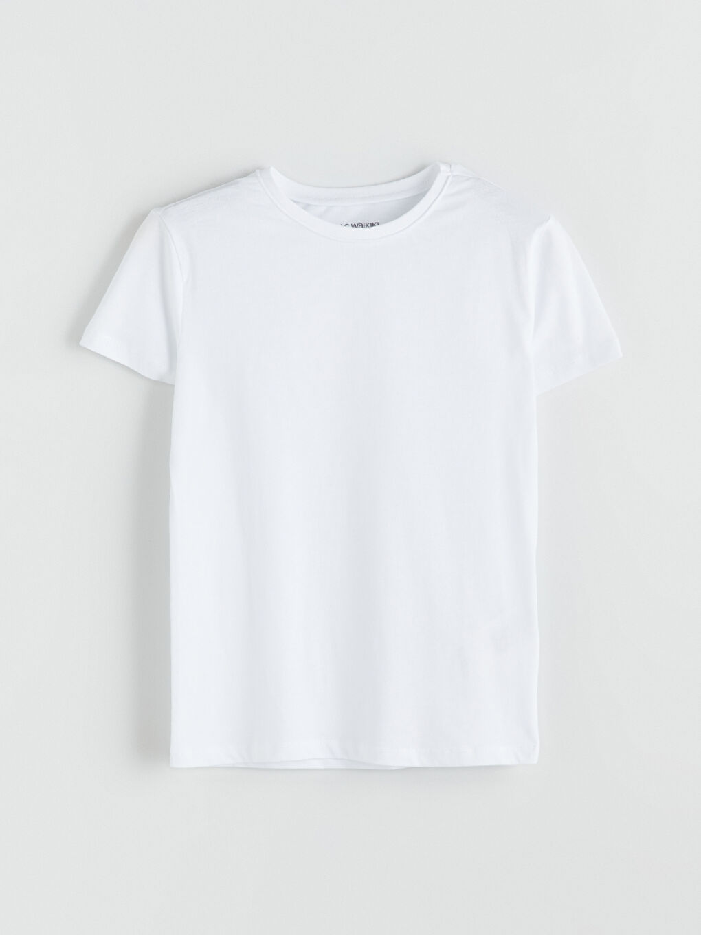 Beyaz Bisiklet Yaka Kız Çocuk Tişört