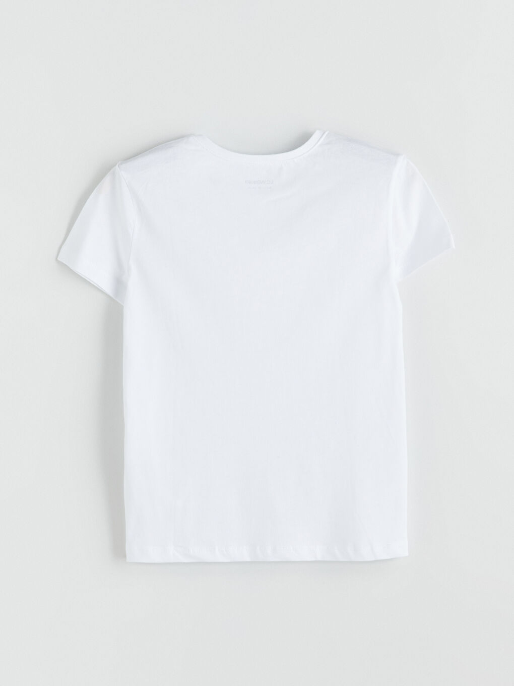 Beyaz Bisiklet Yaka Kız Çocuk Tişört-1