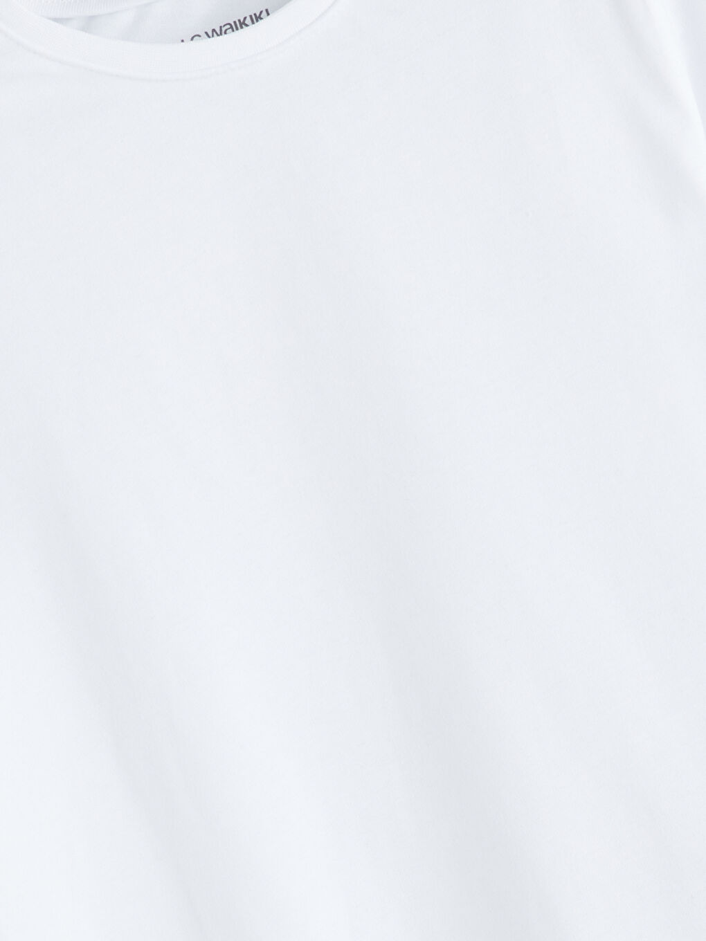 Beyaz Bisiklet Yaka Kız Çocuk Tişört-2