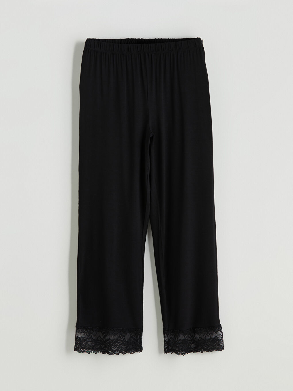 Siyah Beli Lastikli Dantel Detaylı Kadın Pijama Altı