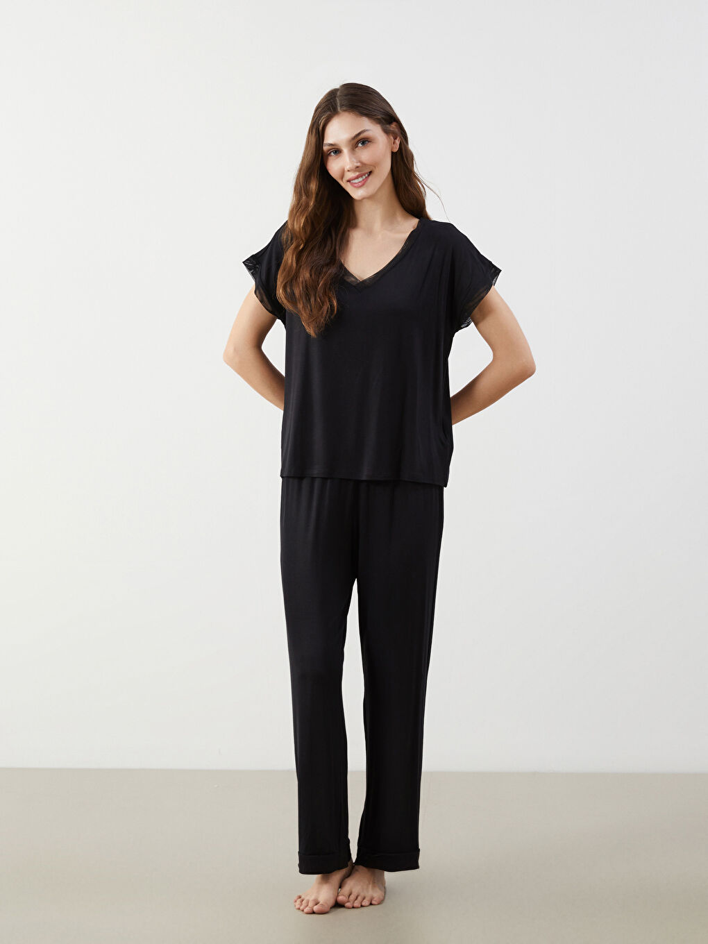 LCW DREAM V Neck Women's Pyjama Set -W52248Z8-CVL