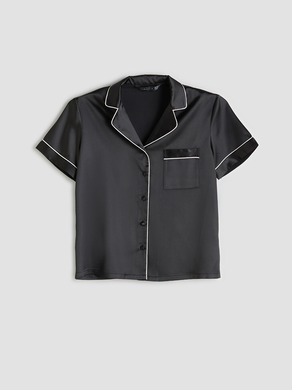 Siyah Gömlek Yaka Kadın Şortlu Pijama Takımı-7