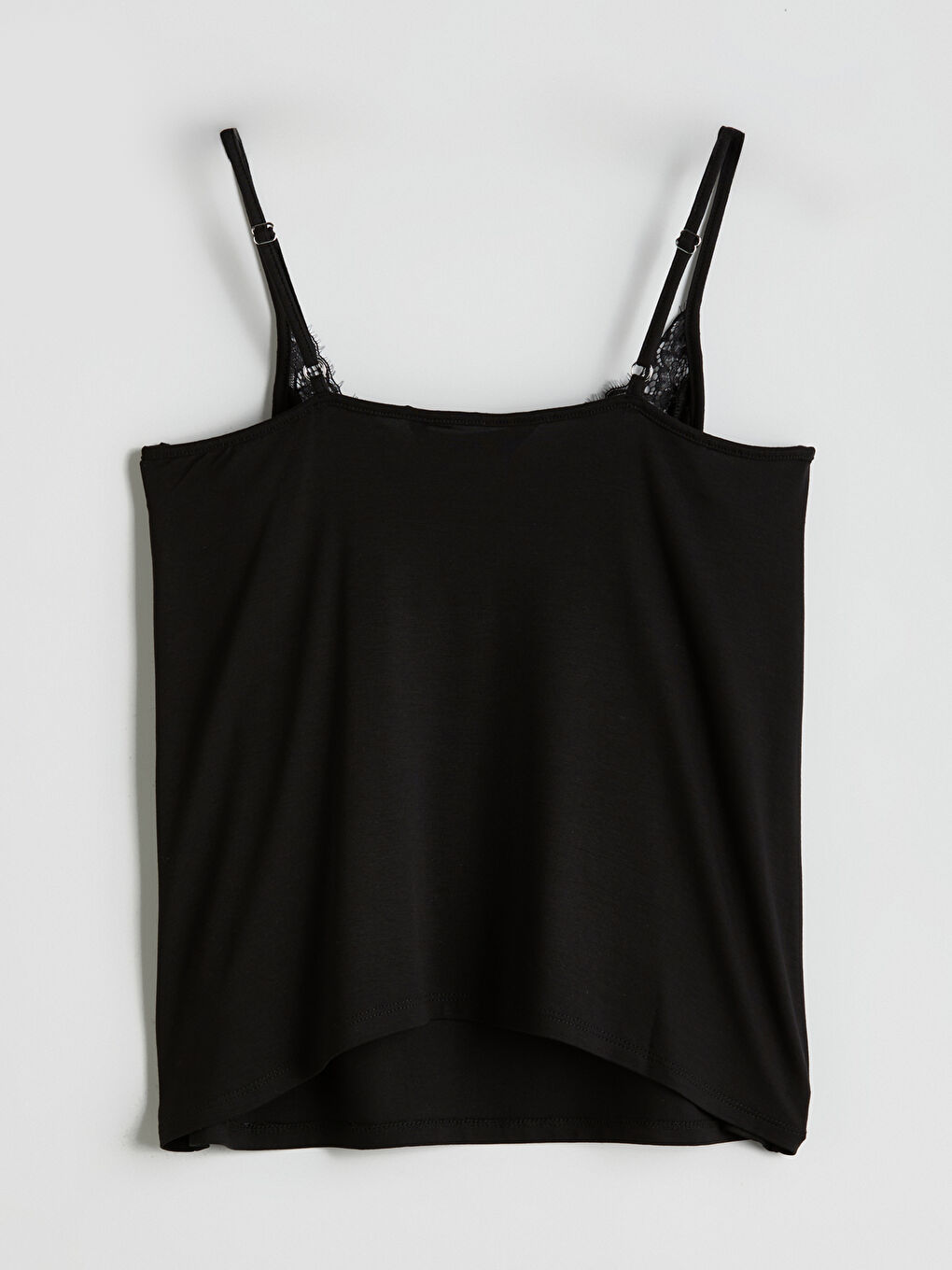 Siyah V Yaka Dantel Detaylı Kadın Pijama Üst-1