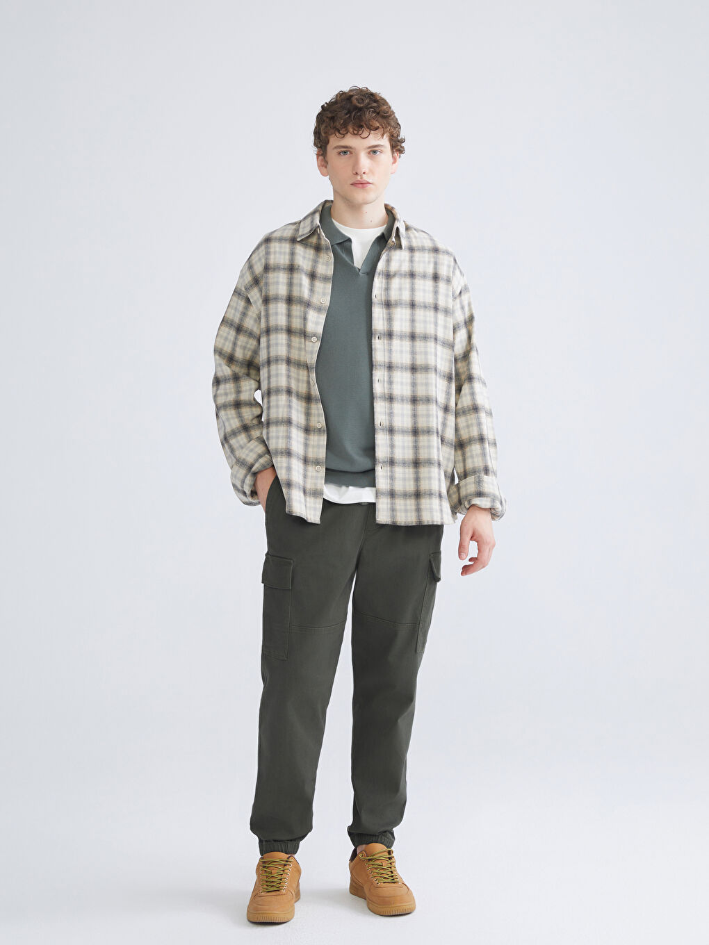 XSIDE Regular Fit Long Sleeve Plaid Men's Shirt -W52273Z8-LKQ