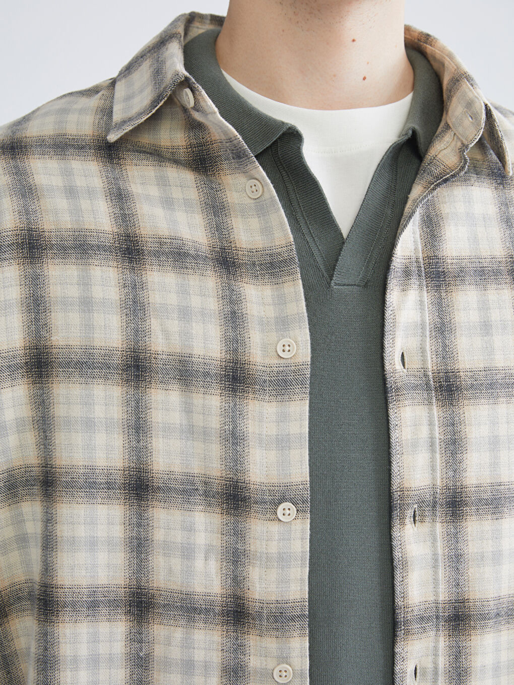 XSIDE Regular Fit Long Sleeve Plaid Men's Shirt -W52273Z8-LKQ