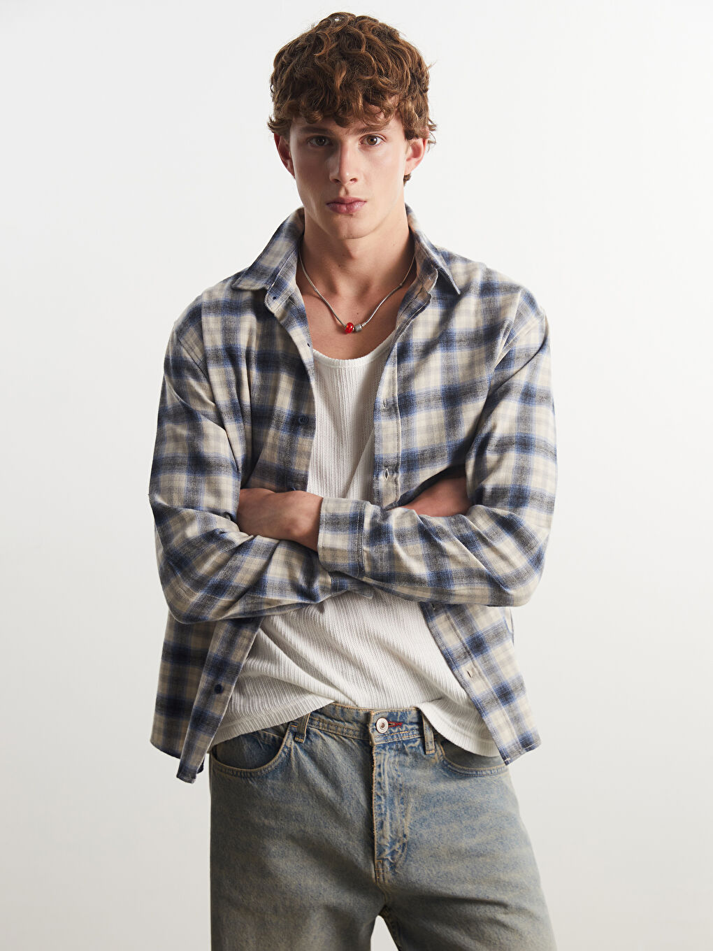 XSIDE Regular Fit Long Sleeve Plaid Men's Shirt -W52273Z8-LLC