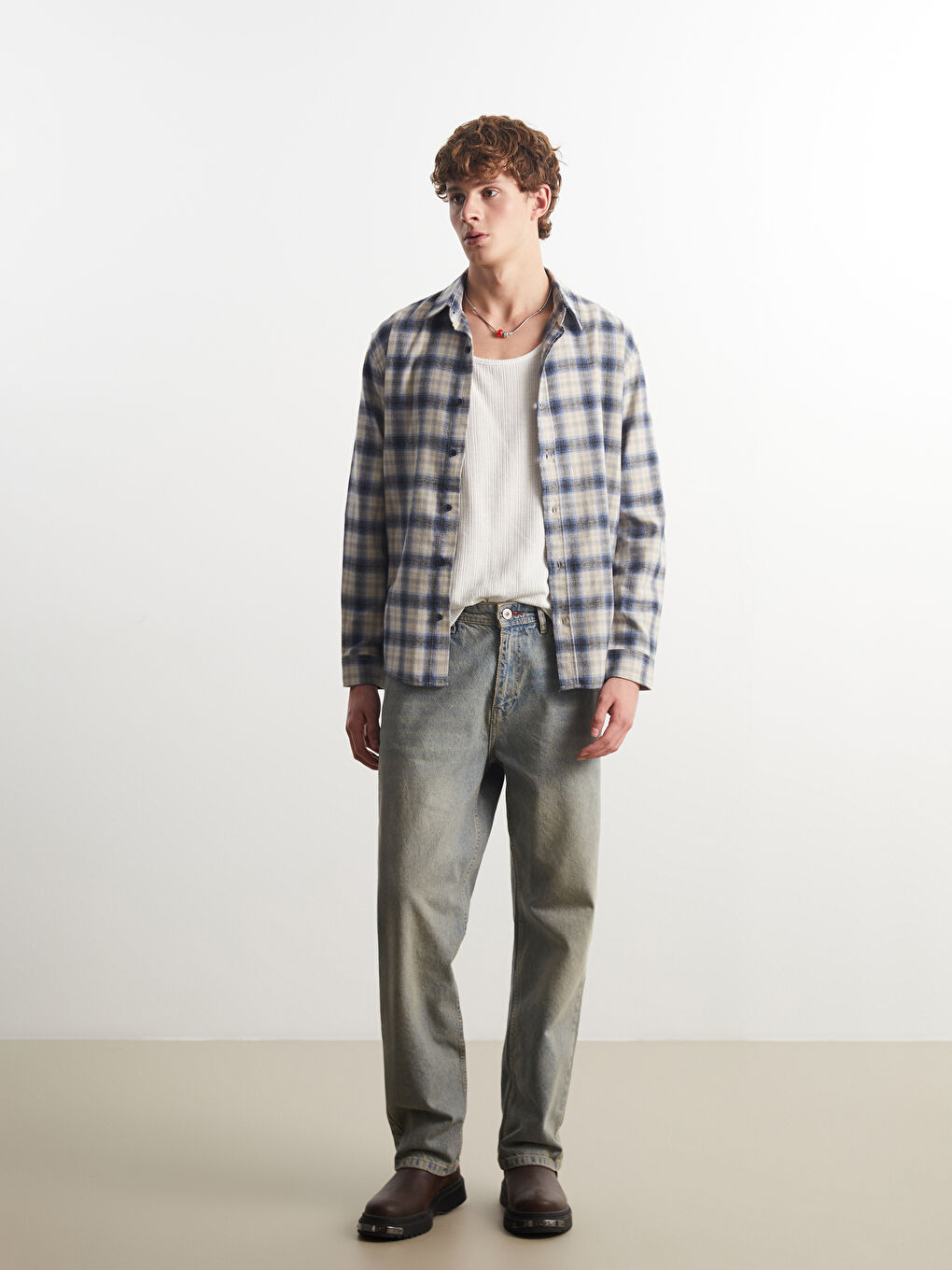 XSIDE Regular Fit Long Sleeve Plaid Men's Shirt -W52273Z8-LLC