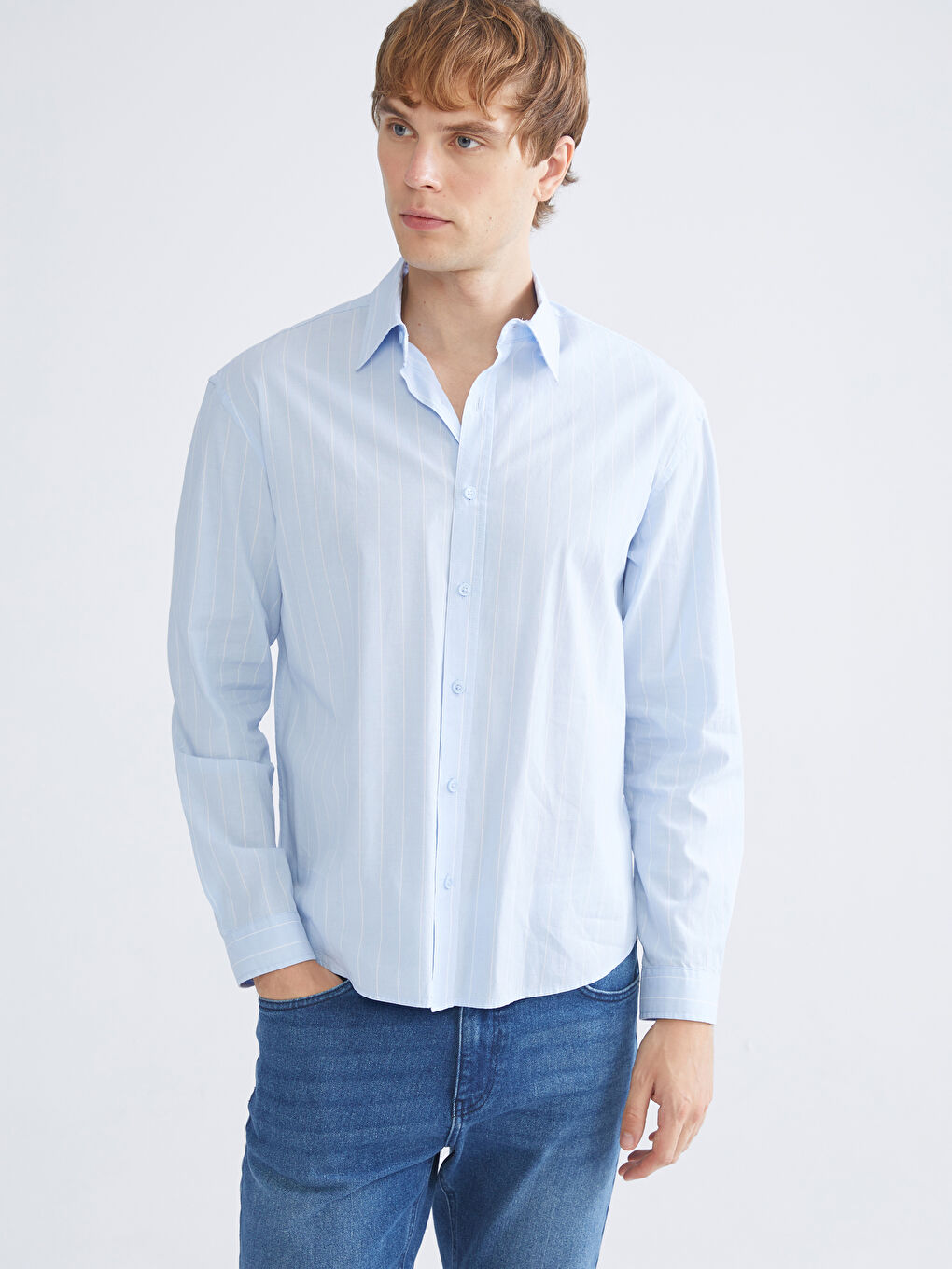 XSIDE Regular Fit Long Sleeve Poplin Men's Shirt -W52276Z8-LEN
