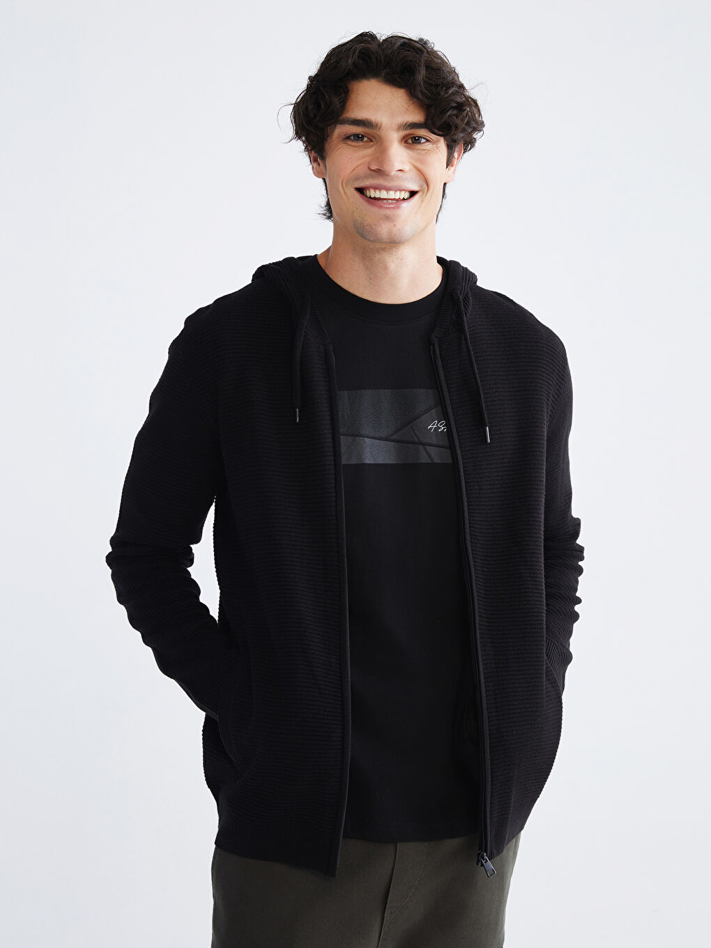 Hooded Long Sleeve Men's Knitwear Cardigan-1