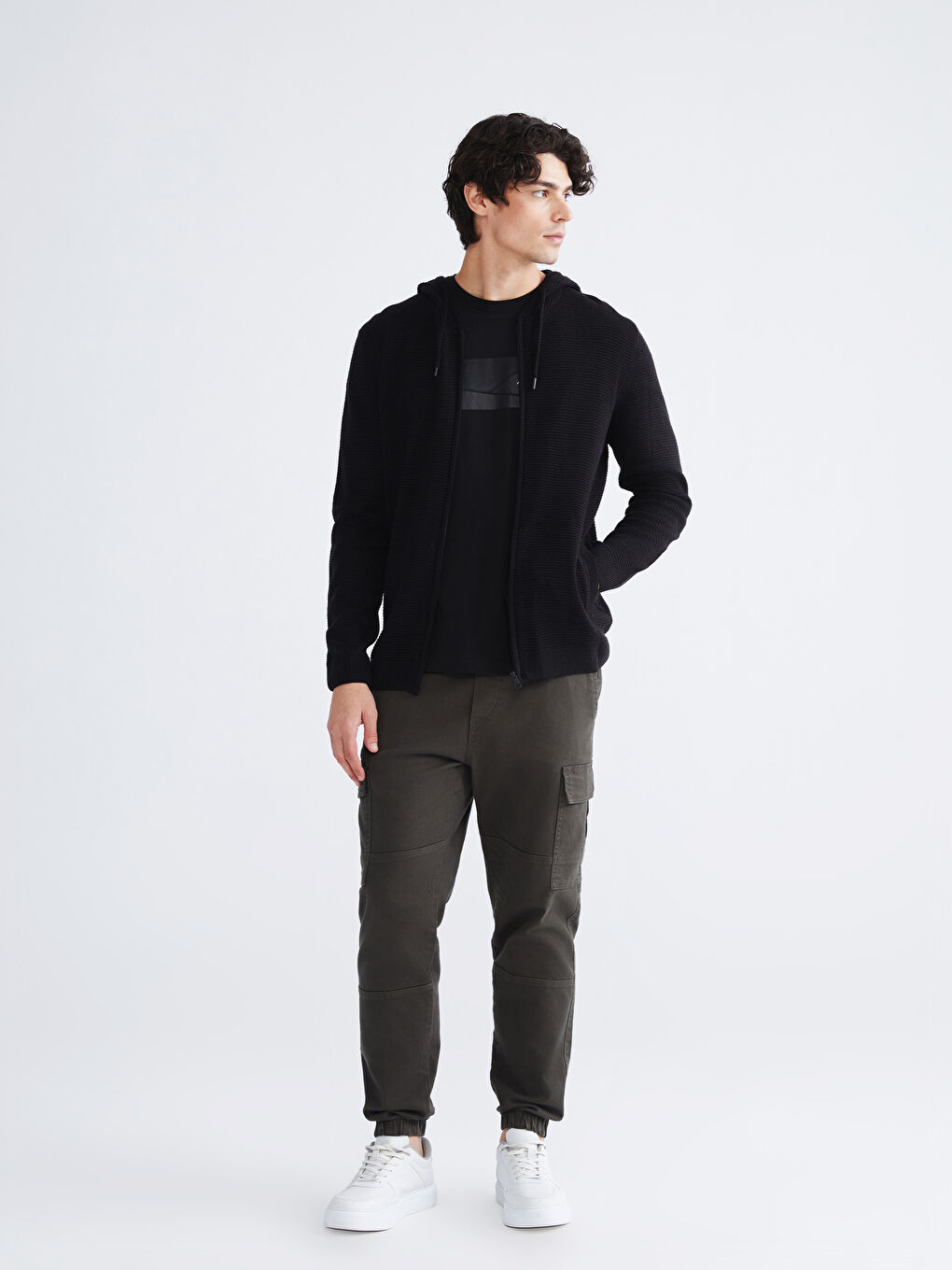 Hooded Long Sleeve Men's Knitwear Cardigan-2