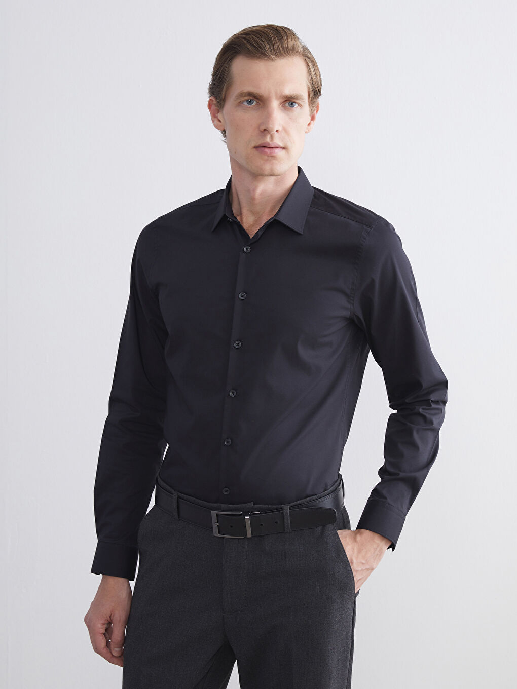 LCWAIKIKI Classic Extra Slim Fit Long Sleeve Twill Men's Shirt -W52283Z8-RQL