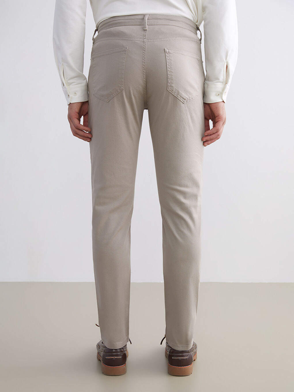 Bej Dar Kalıp Erkek Chino Pantolon-6