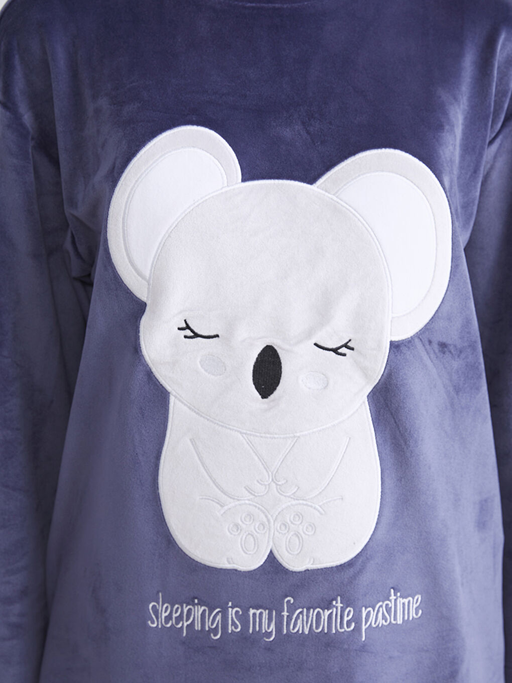 Crew Neck Embroidered Long Sleeve Velvet Women's Pajamas Set-4