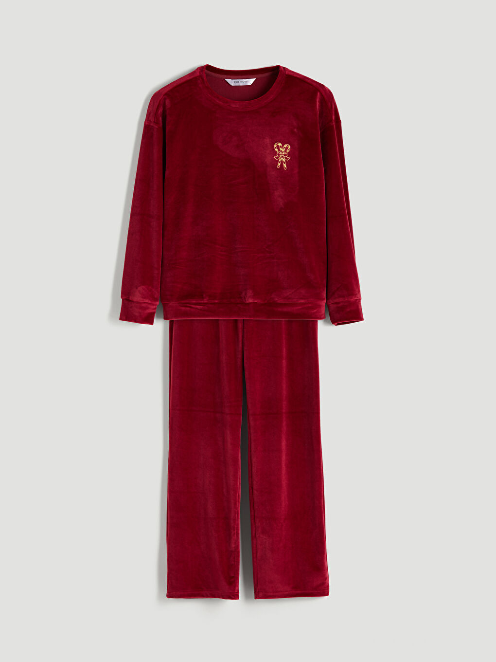 Crew Neck Embroidered Women's Velvet Pyjama Set-4