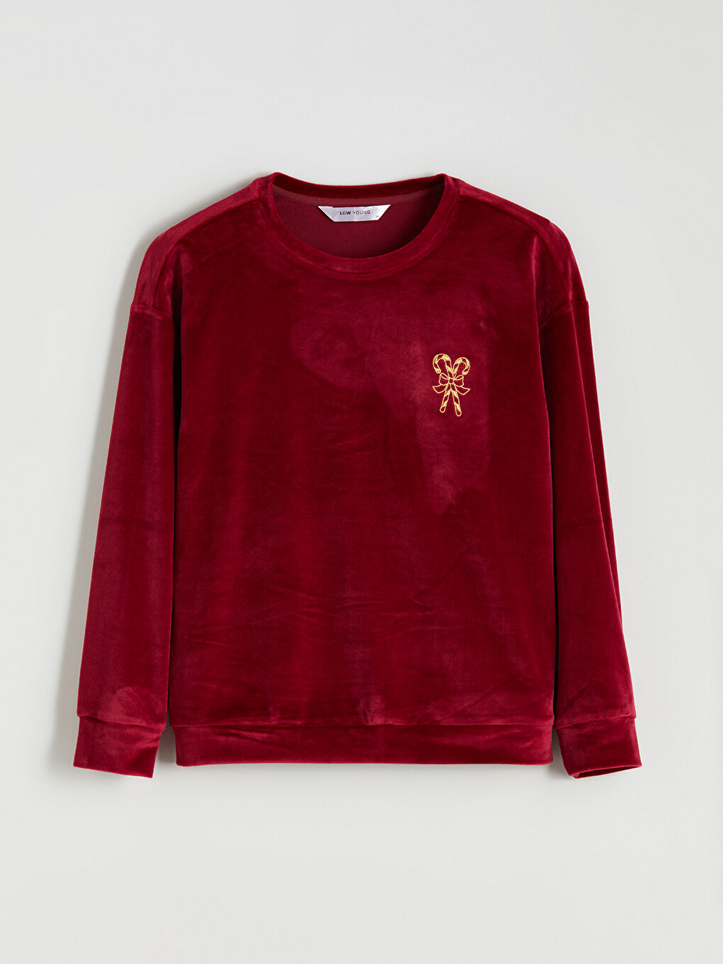 Crew Neck Embroidered Women's Velvet Pyjama Set-5