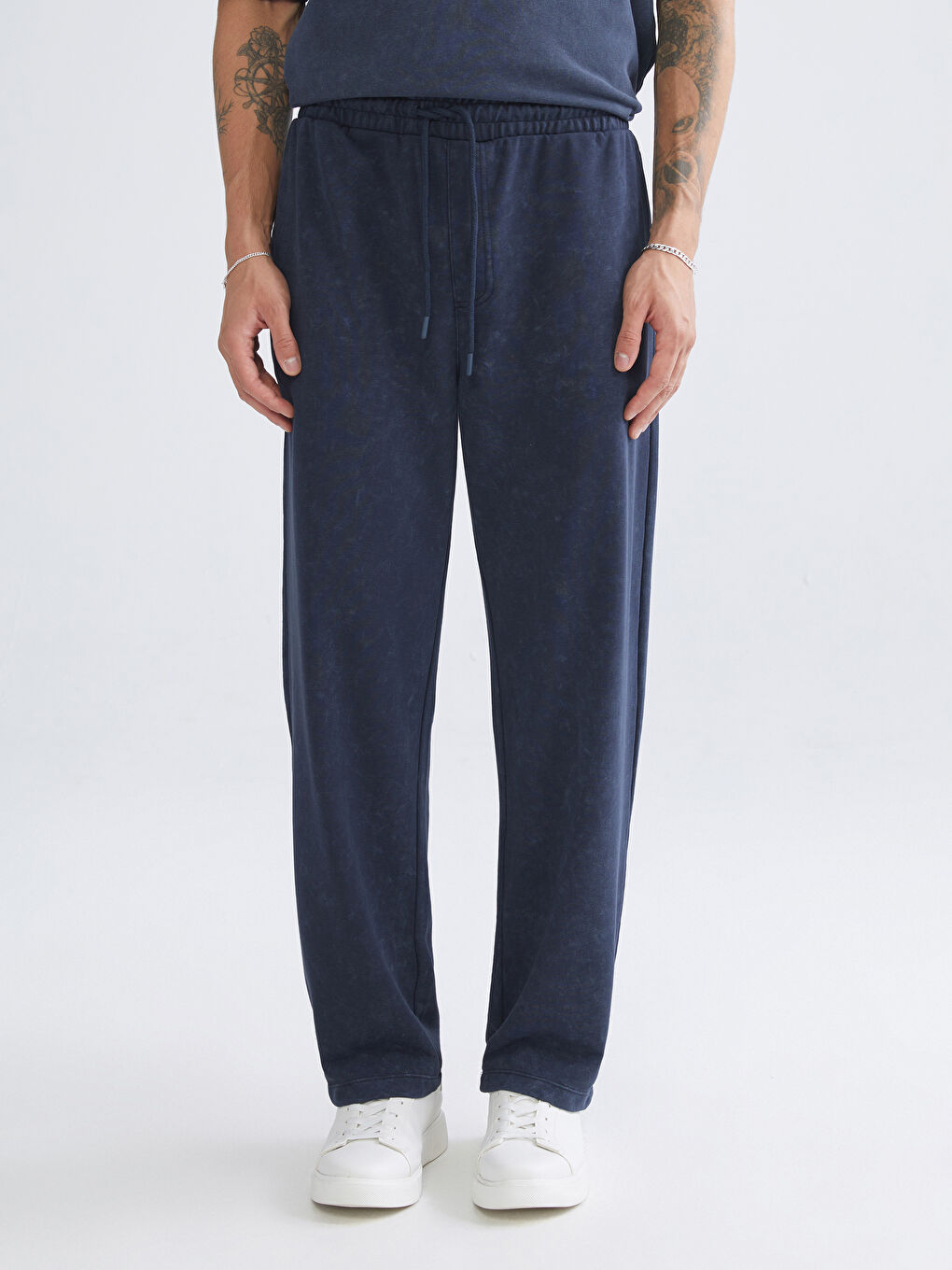 Lacivert Bol Kalıp Erkek Eşofman Altı-3