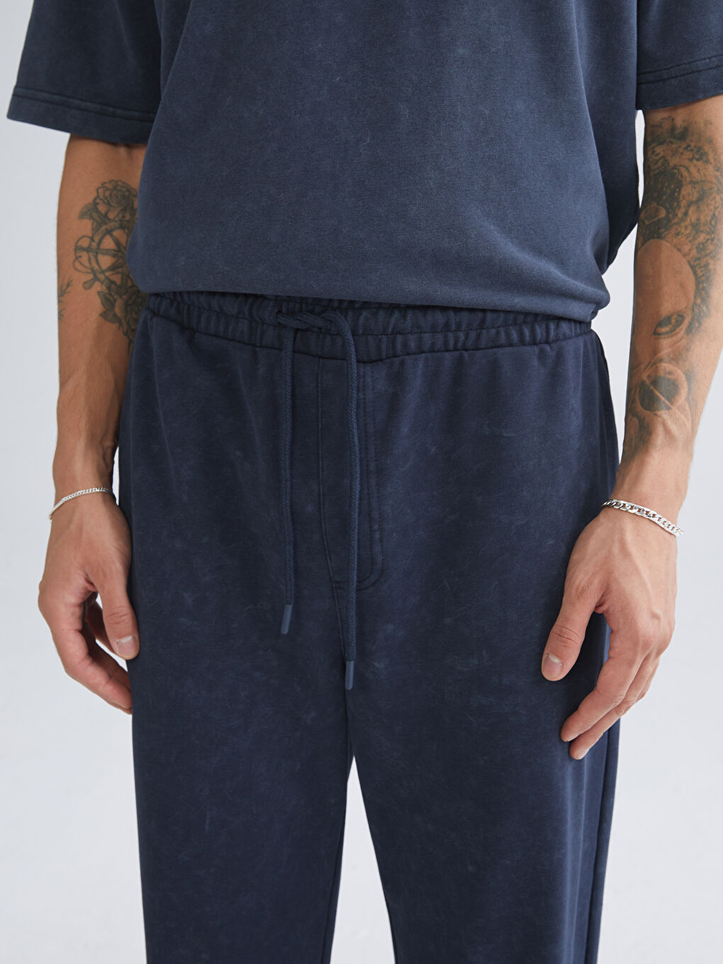 Lacivert Bol Kalıp Erkek Eşofman Altı-5