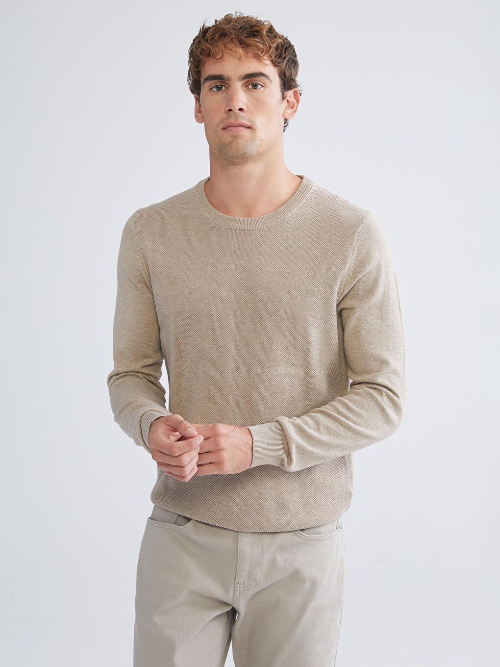 LCWAIKIKI Classic Crew Neck Long Sleeve Men's Tricot Sweater -W52329Z8-D4N