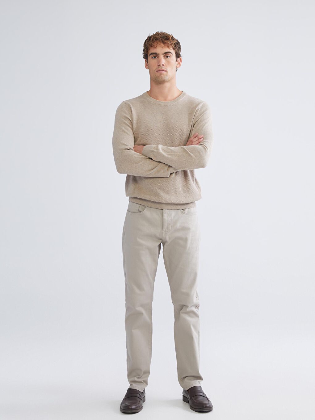 LCWAIKIKI Classic Crew Neck Long Sleeve Men's Tricot Sweater -W52329Z8-D4N