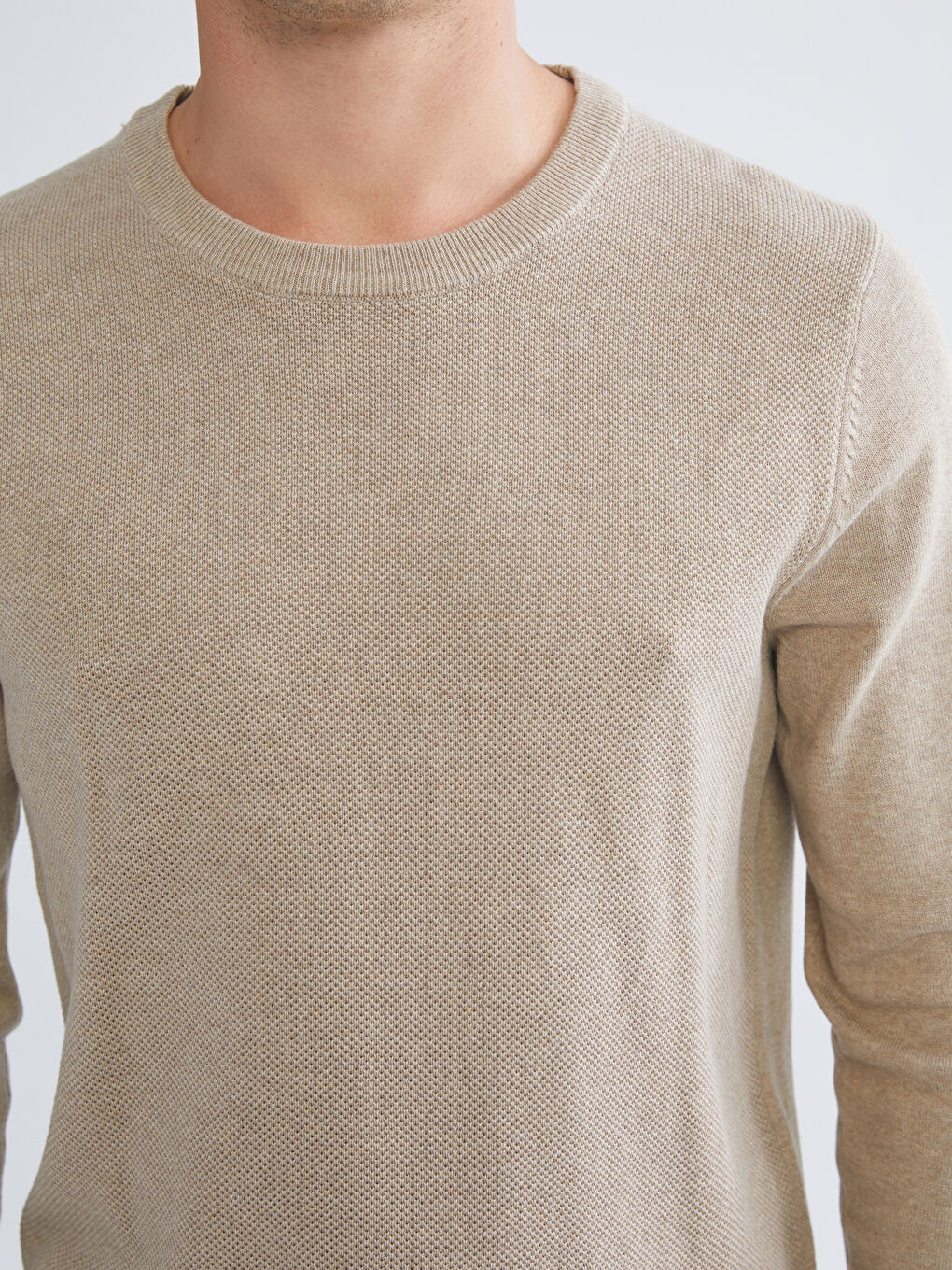 LCWAIKIKI Classic Crew Neck Long Sleeve Men's Tricot Sweater -W52329Z8-D4N