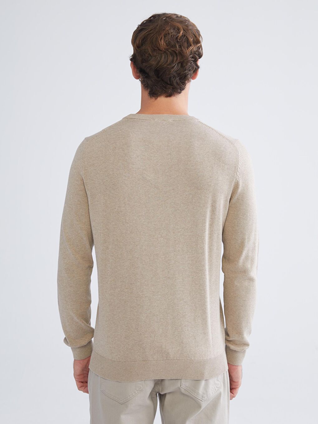 LCWAIKIKI Classic Crew Neck Long Sleeve Men's Tricot Sweater -W52329Z8-D4N