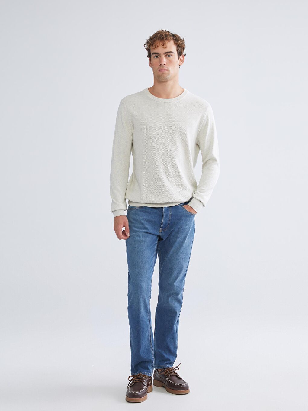 LCWAIKIKI Classic Crew Neck Long Sleeve Men's Tricot Sweater -W52329Z8-DFY
