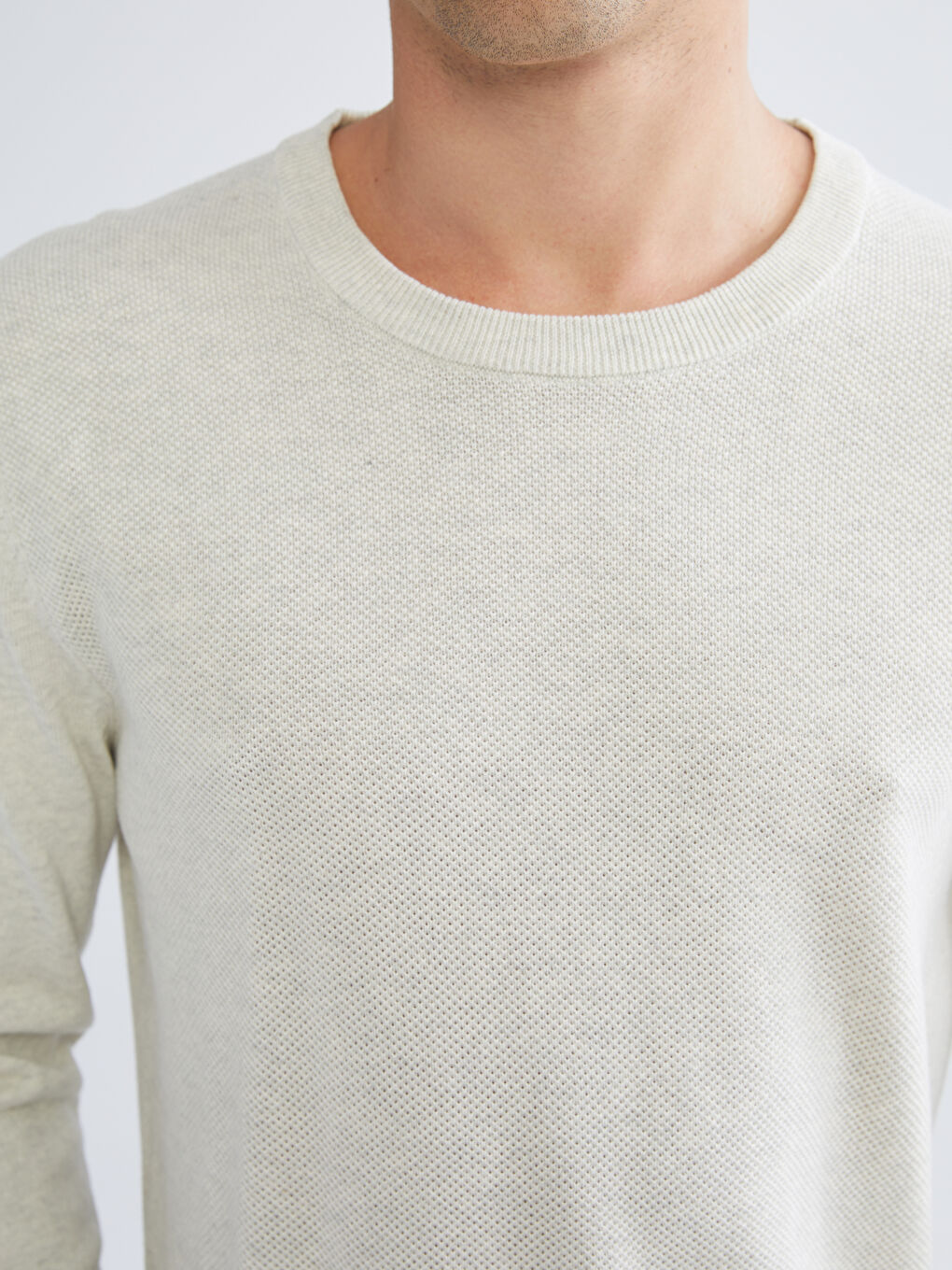 LCWAIKIKI Classic Crew Neck Long Sleeve Men's Tricot Sweater -W52329Z8-DFY