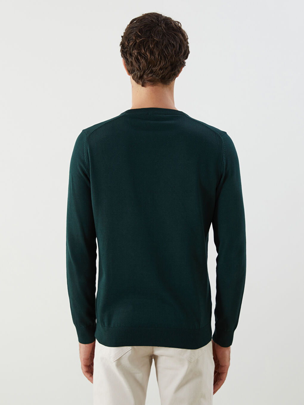 Crew Neck Long Sleeve Men's Tricot Sweater-6