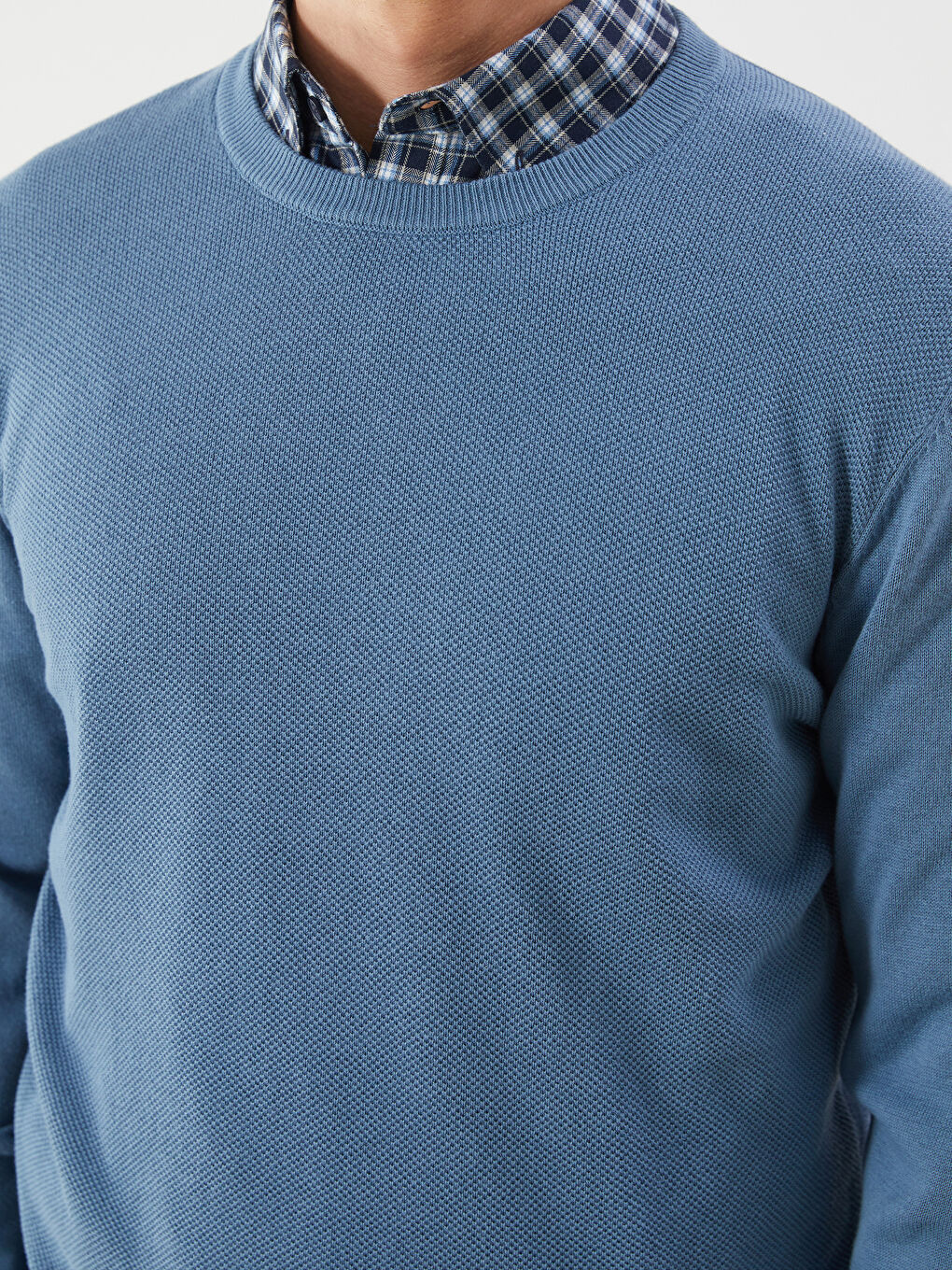 Crew Neck Long Sleeve Men's Tricot Sweater-4