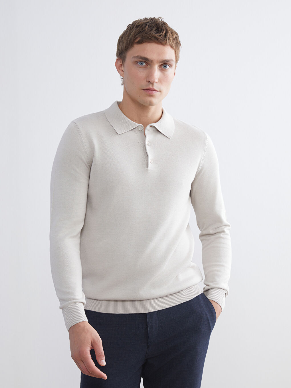 Polo Neck Men's Knitwear Sweater