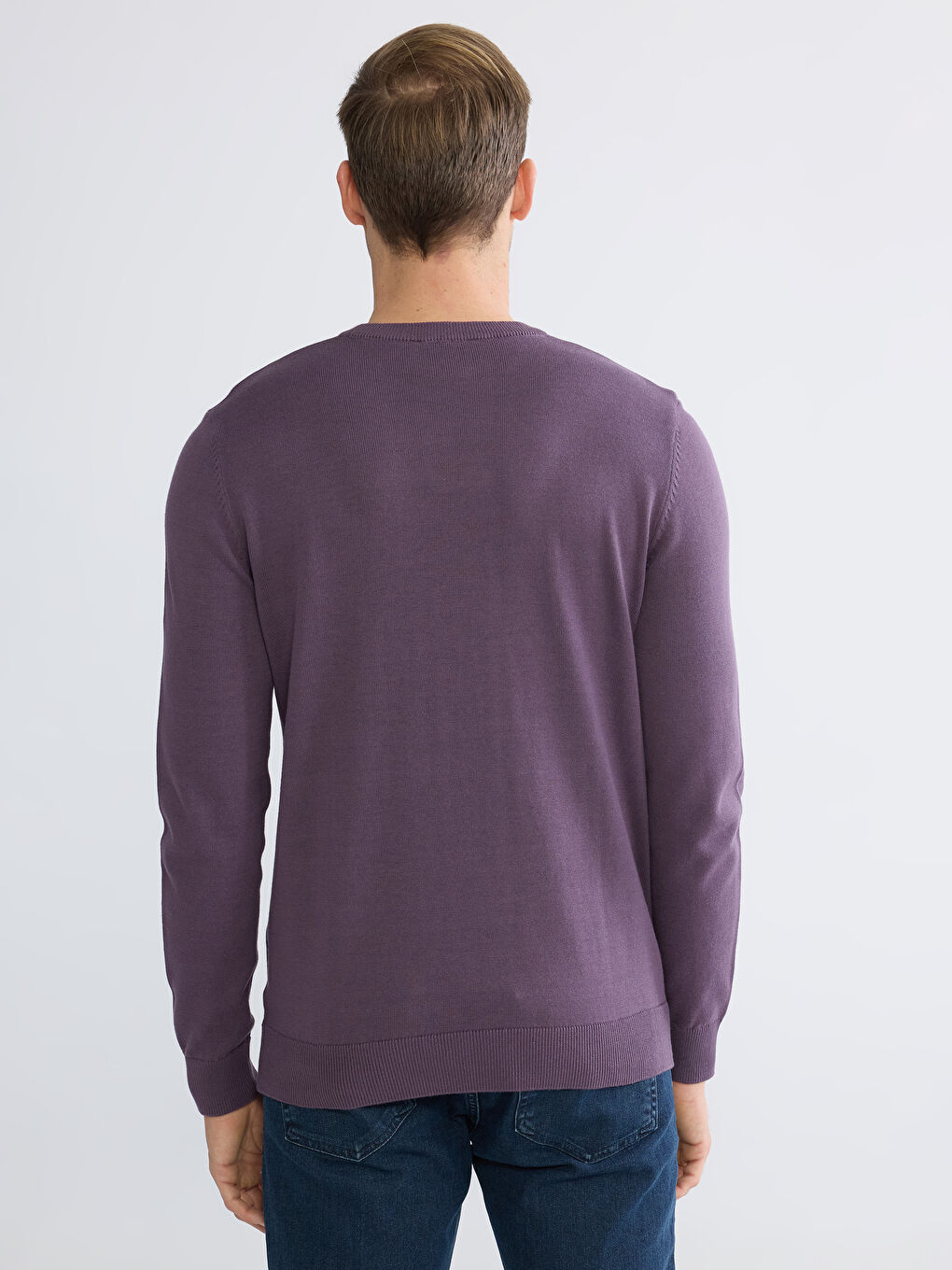 Crew Neck Long Sleeve Men's Tricot Sweater-3