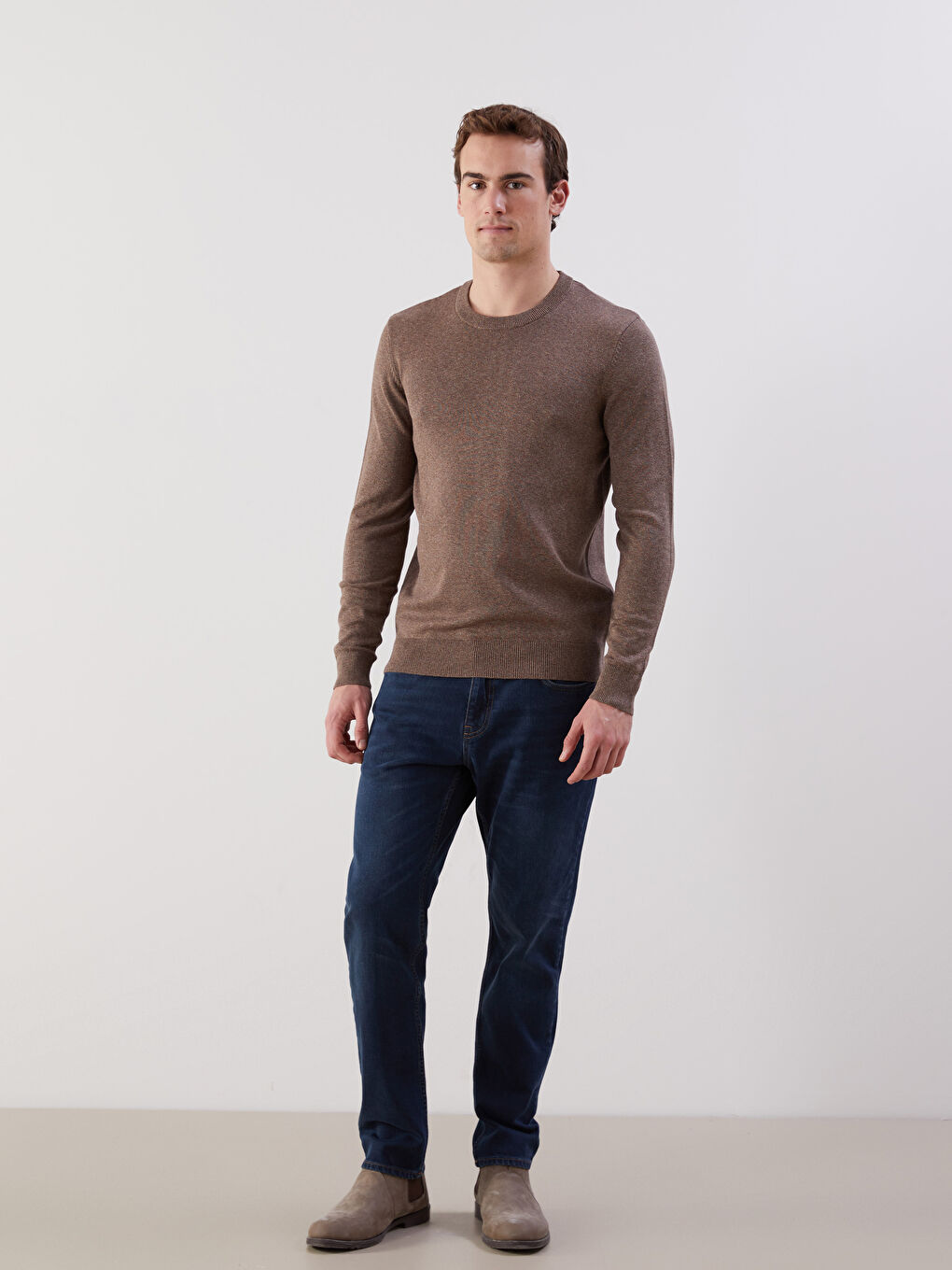 LCWAIKIKI Classic Crew Neck Long Sleeve Men's Tricot Sweater -W52331Z8-D5Q