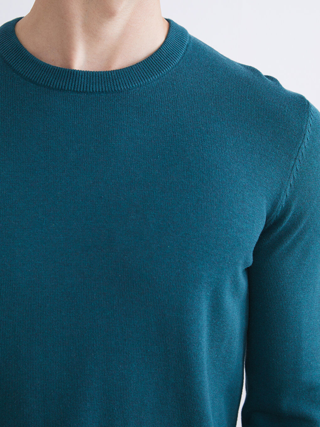 Crew Neck Long Sleeve Men's Tricot Sweater-2