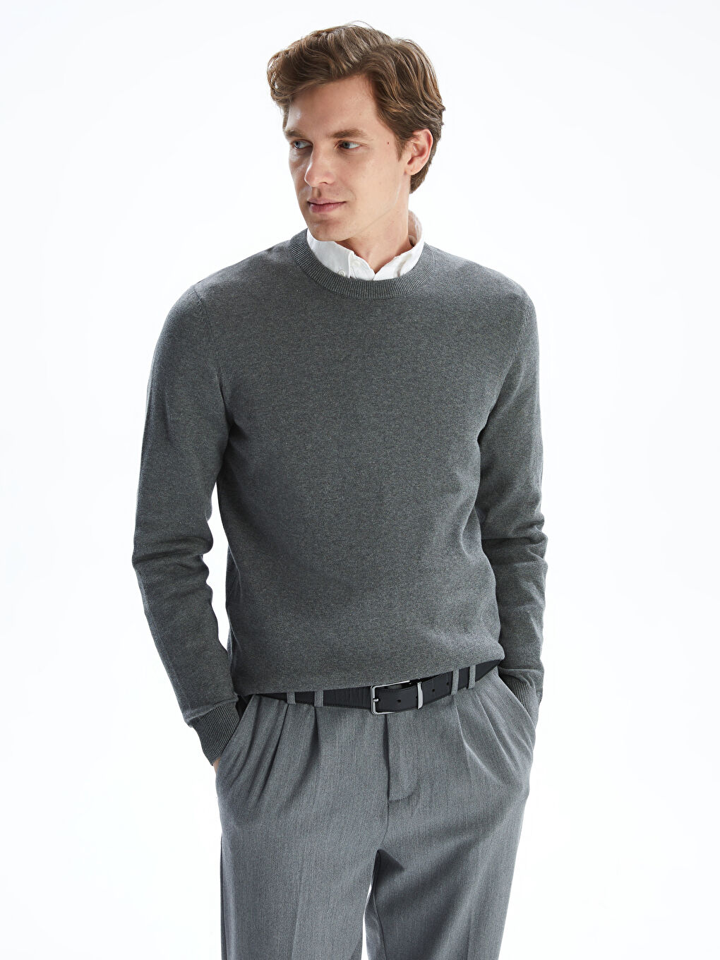 LCWAIKIKI Classic Crew Neck Long Sleeve Men's Tricot Sweater -W52331Z8-EEZ