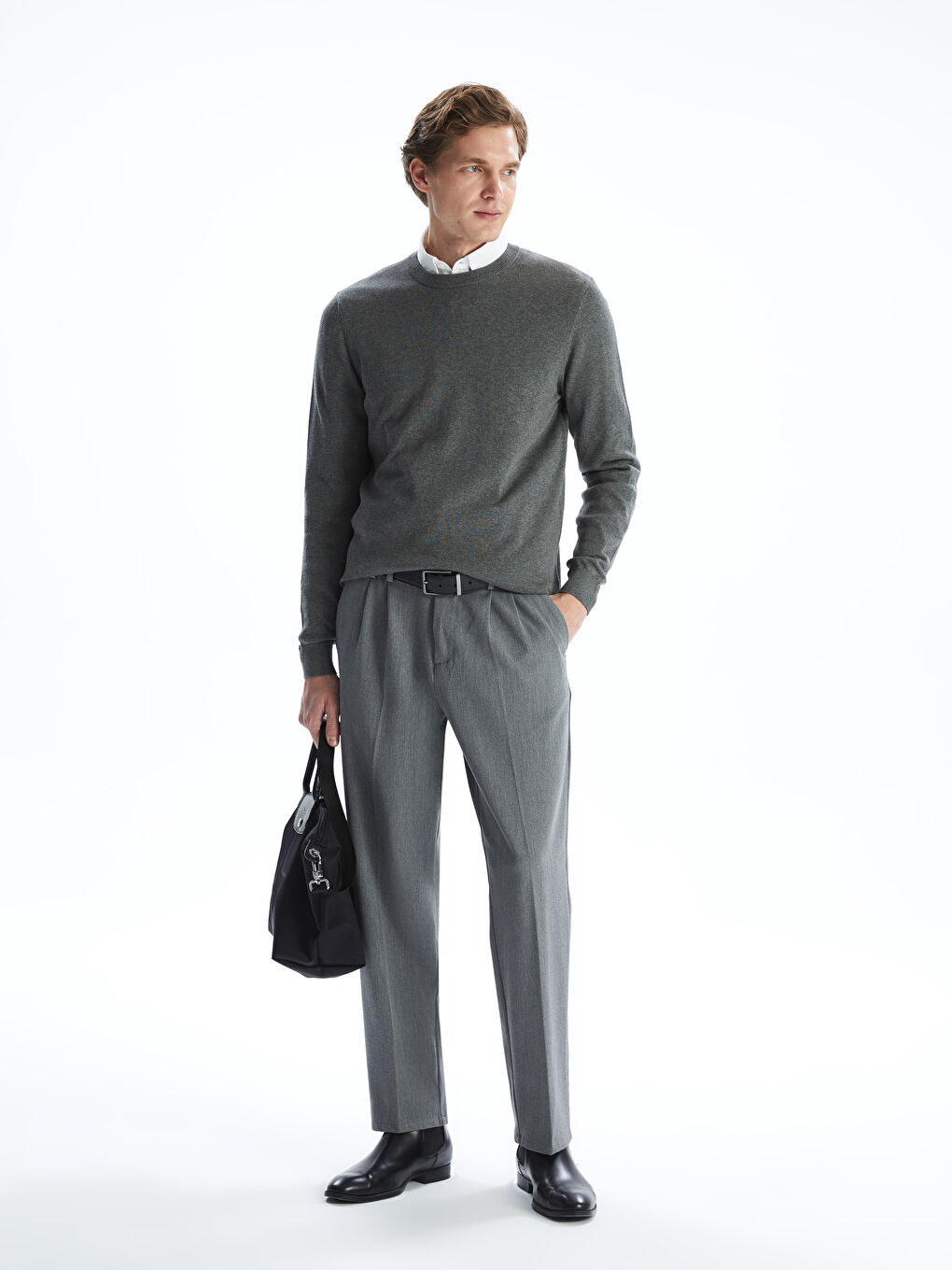 LCWAIKIKI Classic Crew Neck Long Sleeve Men's Tricot Sweater -W52331Z8-EEZ